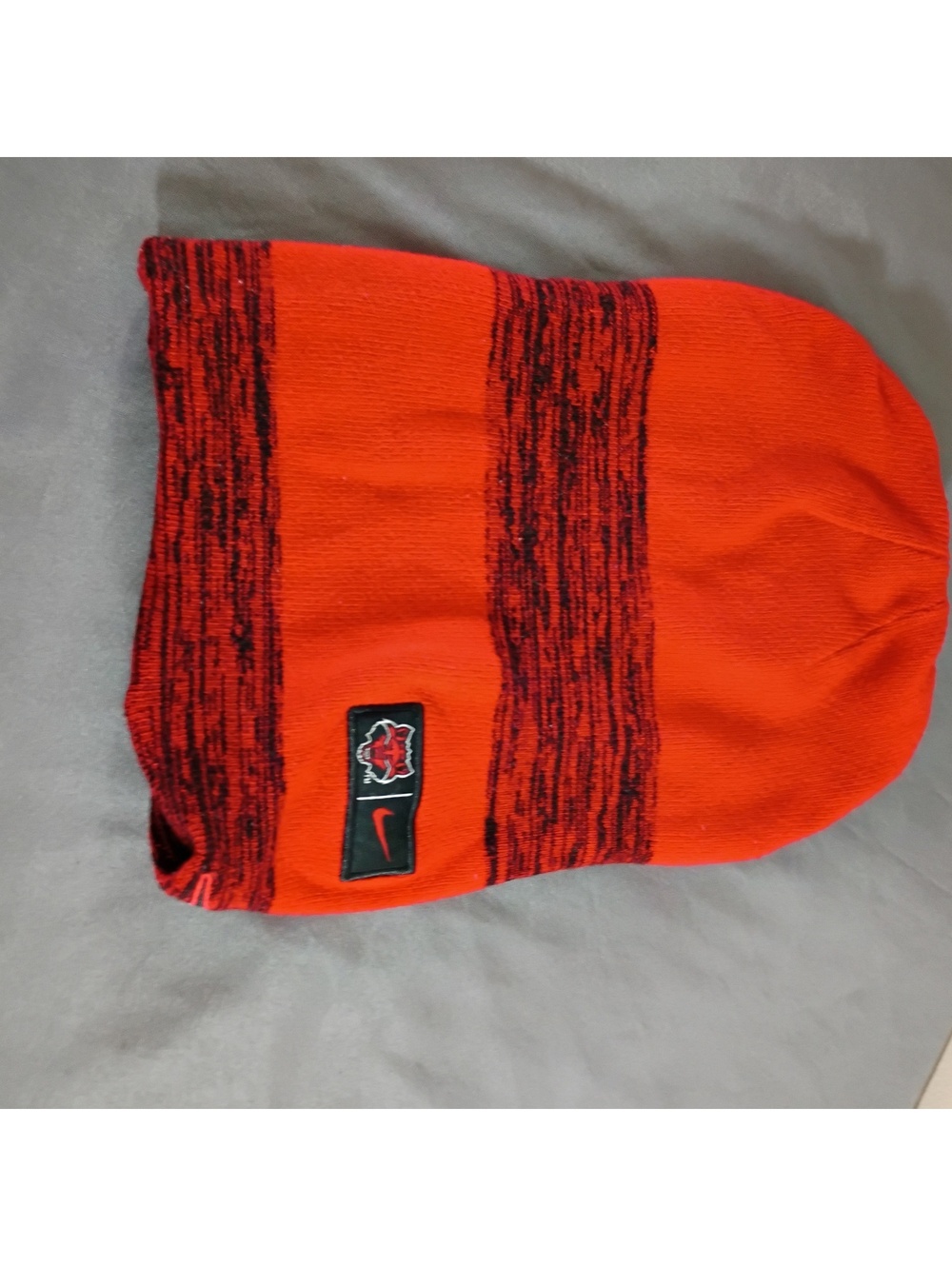 Nike Red and Black Beanie Hat with Logo Patch